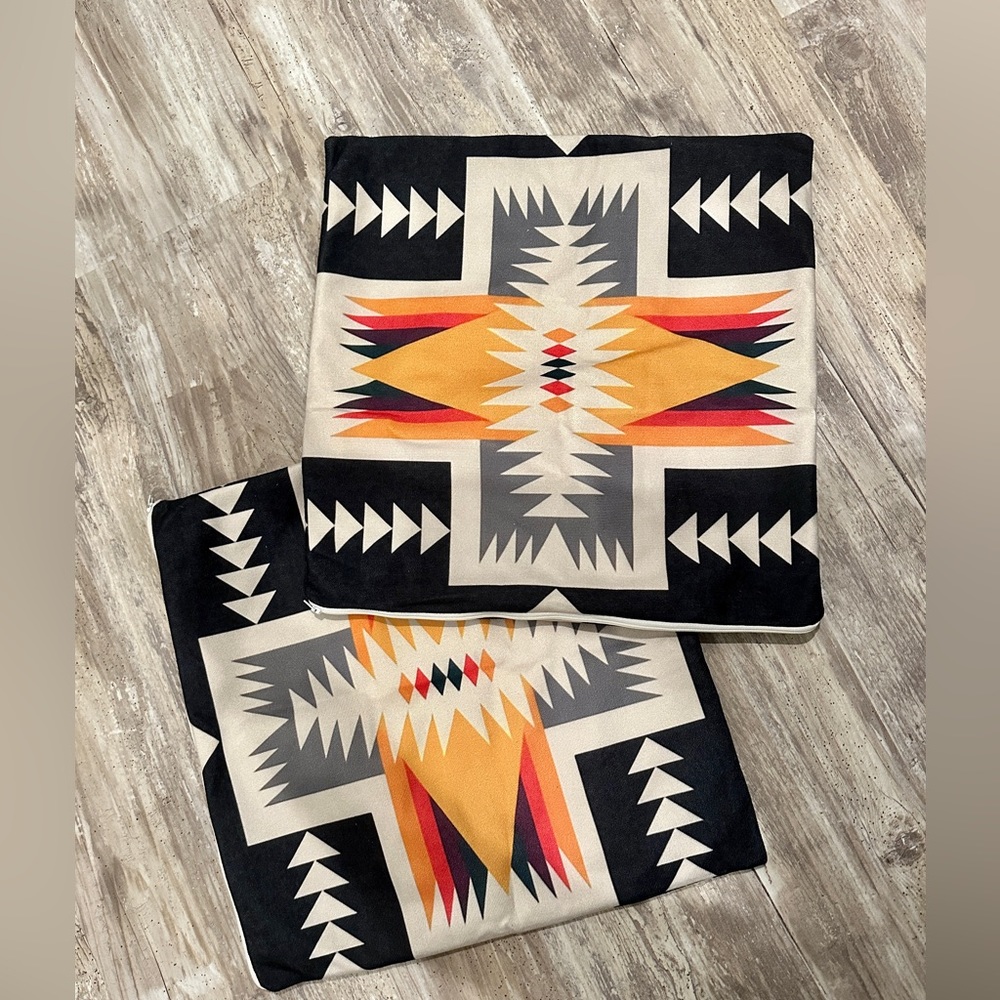 Two 17x17 Pendleton pattern pillow covers